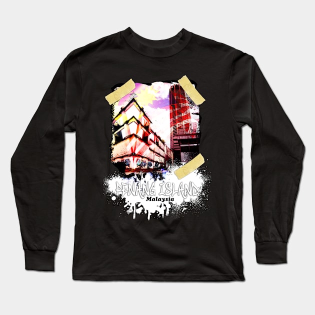 Penang Island Malaysia Tape Piece Long Sleeve T-Shirt by YasudaArt